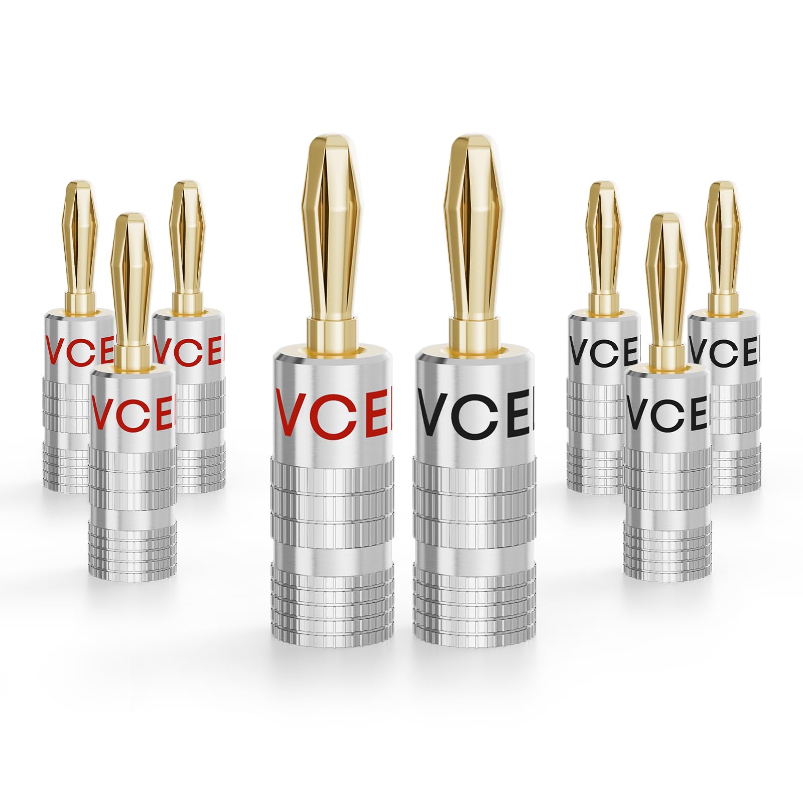 VCELINK Connettori a Banana Placcato Oro 24K 0,75-4 mm 8 Pezzi per Altoparlanti Amplificatori Audio