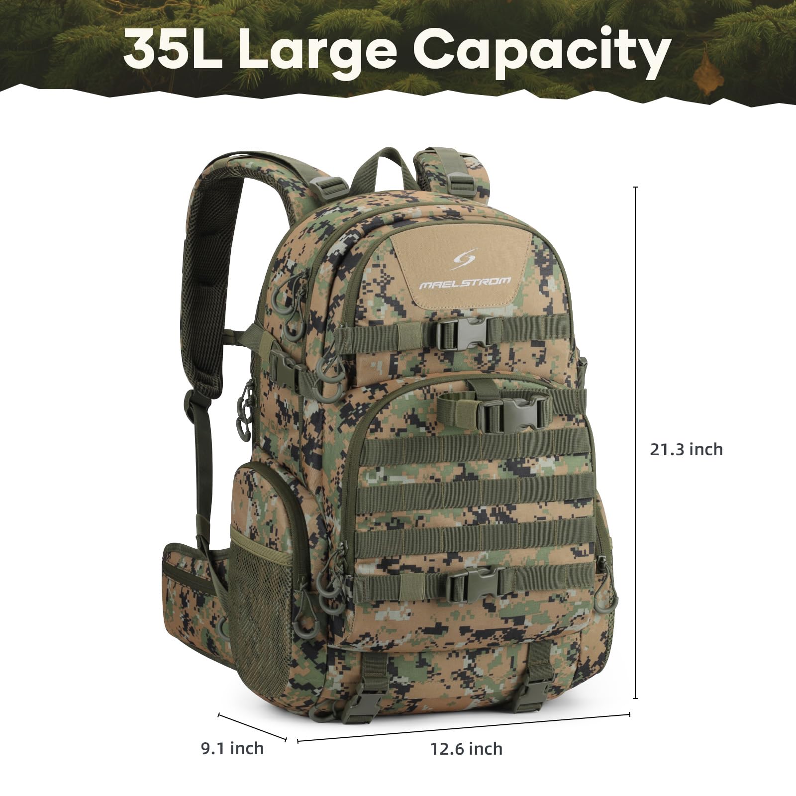 Maelstrom Jagdrucksack, Camouflage-Grün, Größe L