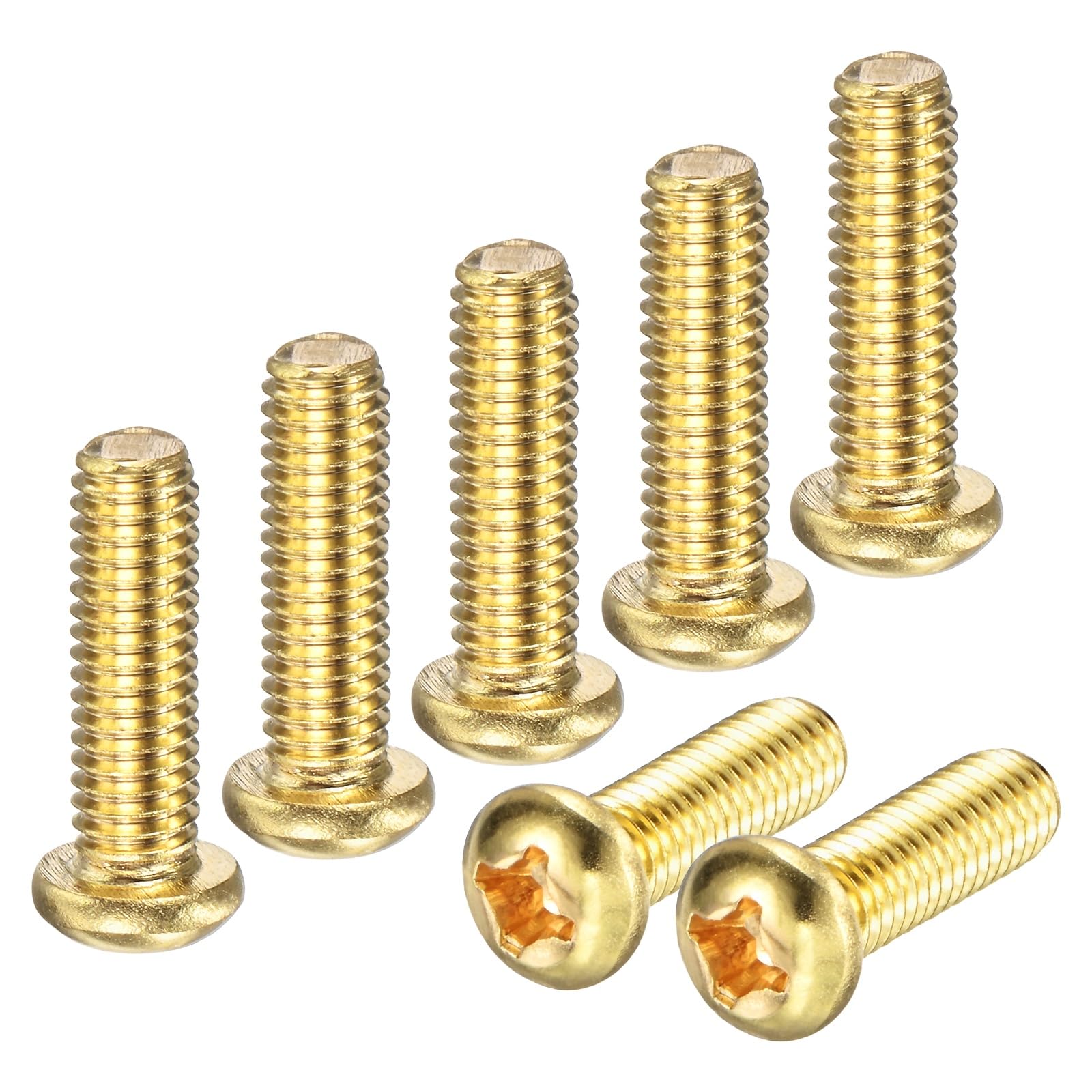 M METERXITY 20-Pack M6x20mm Pan Head Machine Screws Brass Phillips Drive Pan Head Screw Cross Head Fully Threaded Bolts for Electronics/Furniture Brass