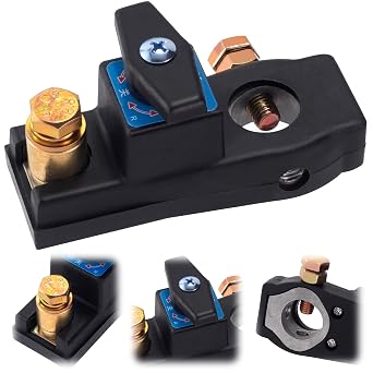 Car Battery Disconnect Switch, 12V/24V High Current Battery Isolator Kill Switch, Heavy Duty Master Battery Power Cut Off Switch for Cars, Trucks, RVs - 1 pcs