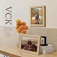 Vista 7 de VCK Juego de 3 portarretratos de 8 x 10 pulgadas, color roble beige, marco de fotos de madera maciza natural, exhibición de mesa o colgar en la pared