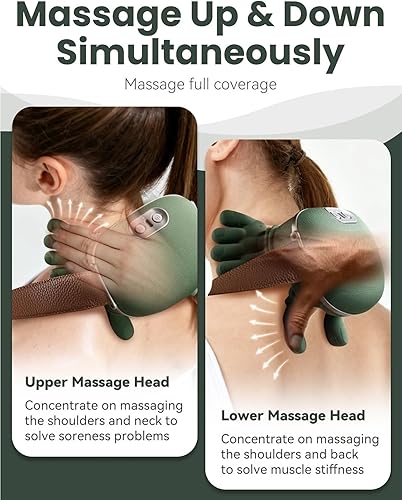 Miniatura 4 de Thera - Masajeador de palma para cuello y espalda, masajeador Shiatsu de espalda y cuello, ajuste de 3 velocidades, masajeador shiatsu profundo 4D