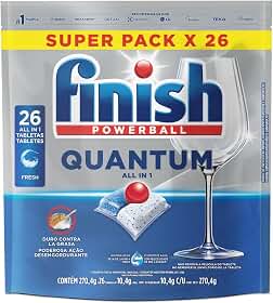 Finish Quantum All in 1 Detergente para Lava Louças em Tabletes 26 unidades