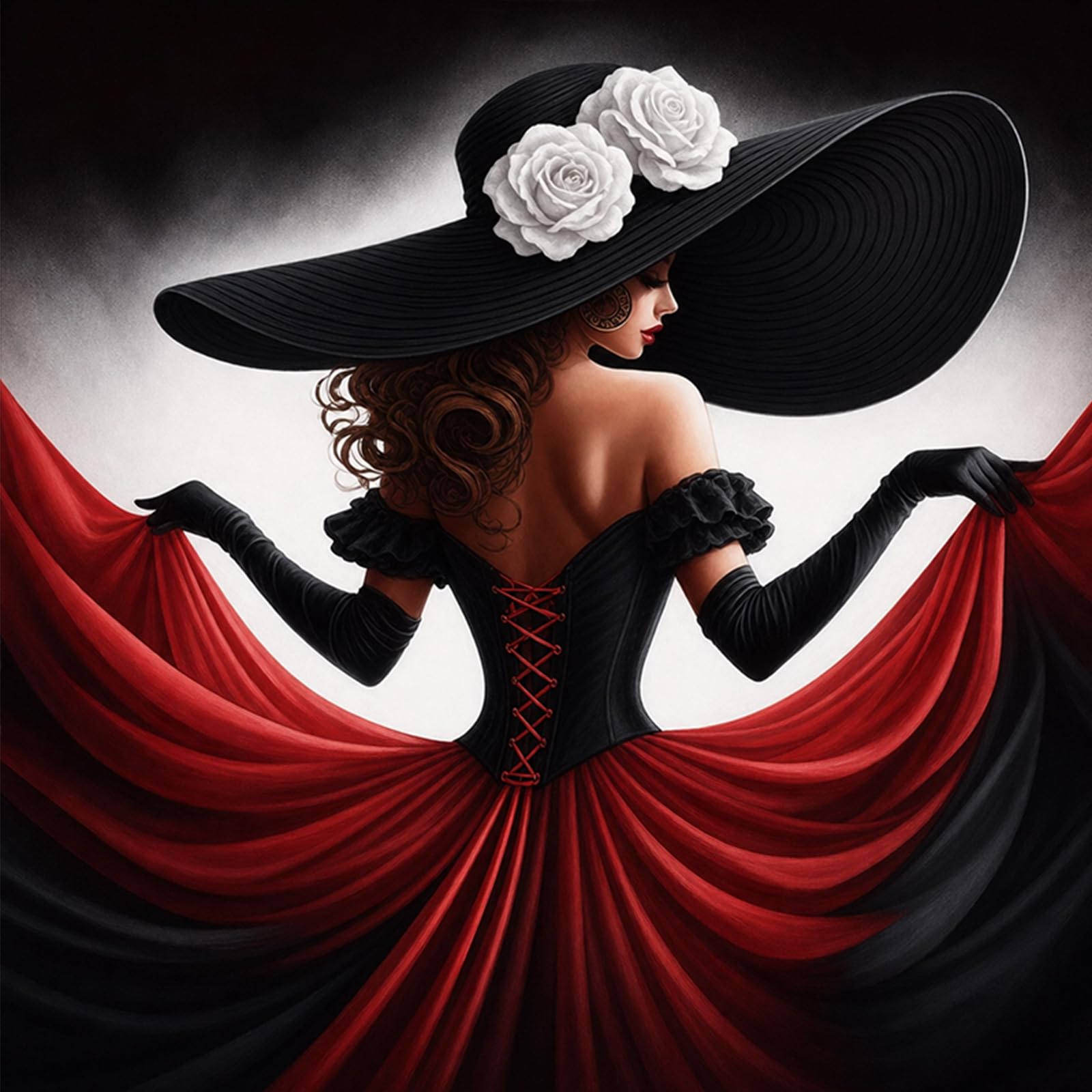 Poetrydraw Scarlet Rose Gown Cross Stitch Kit 11Ct 3 Strands Diy Embroidery Starter Set 17.71X17.71inch For Beginners And Adults