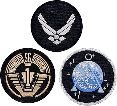 Stargate SG-1 Costume Patch 3pc Bundle Embroidered Patch Hook Fastener Backing P97