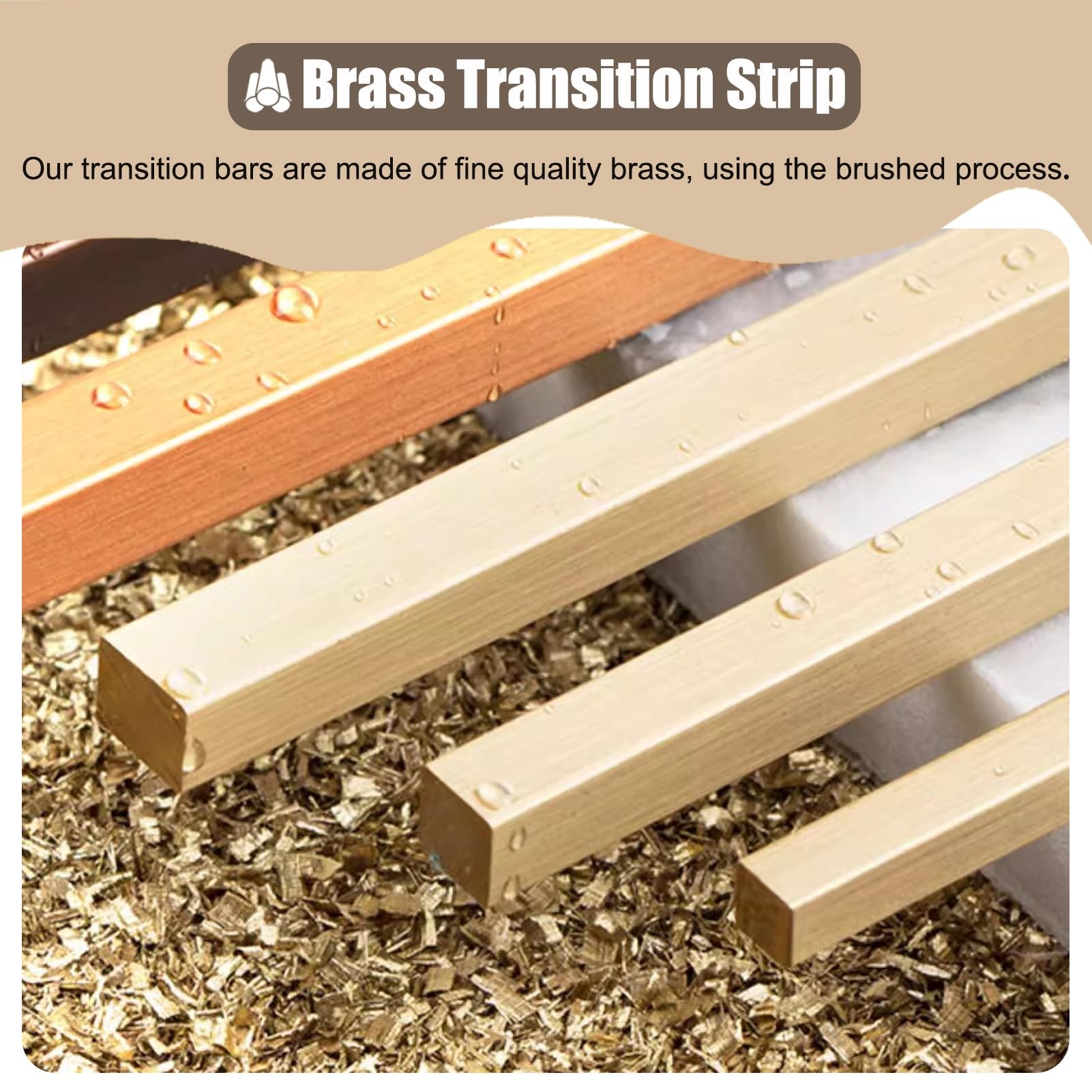 Bodenübergangsleiste, quadratische Schwellenabdeckungsleiste for Fliesen- und Holzböden, Übergangsleiste aus Metall Messing, Spaltklappe Vinyl, 1 m farbloser Zierleistenreduzierer(6x6mm)