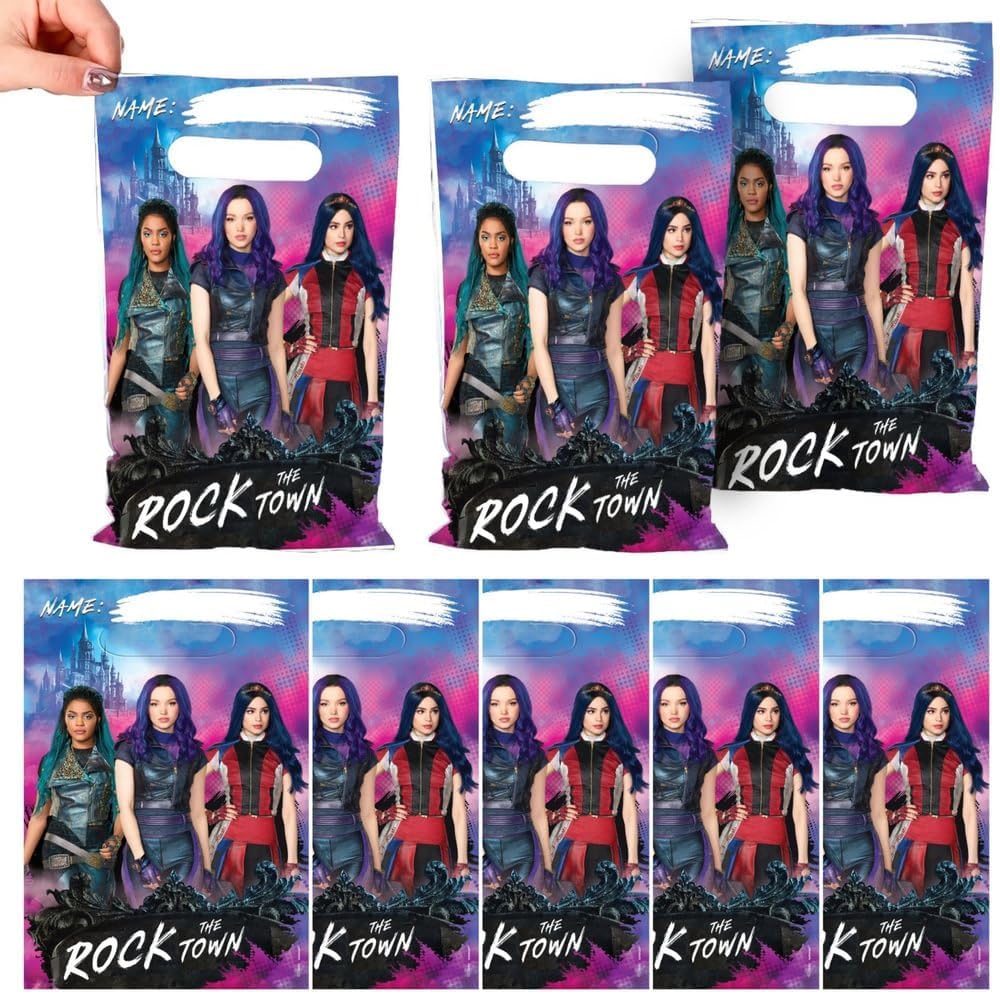 Fun & Adorable Disney Descendants 3 Multicolor Folded Loot Bag - 9" x 6.5" (Pack of 8) - Great Party Bags For Kids Themed Parties & Events