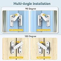 Vista 6 de Cerradura de puerta corrediza de granero de 90/180 grados, cerraduras de puerta de seguridad ajustables de aleación de zinc y pestillos