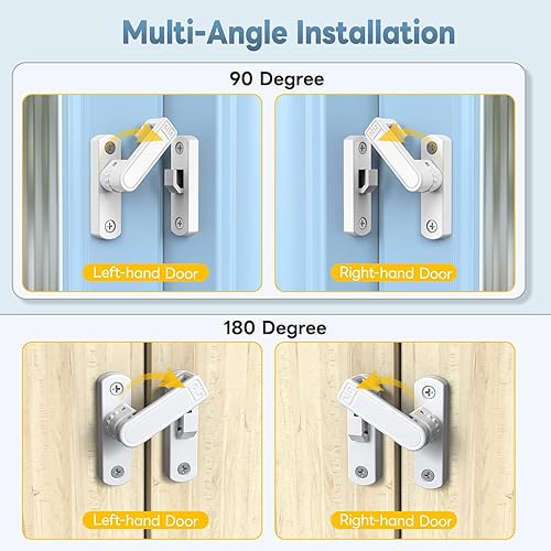 Miniatura 6 de Cerradura de puerta corrediza de granero de 90180 grados, cerraduras de puerta de seguridad ajustables de aleación de zinc y pestillos