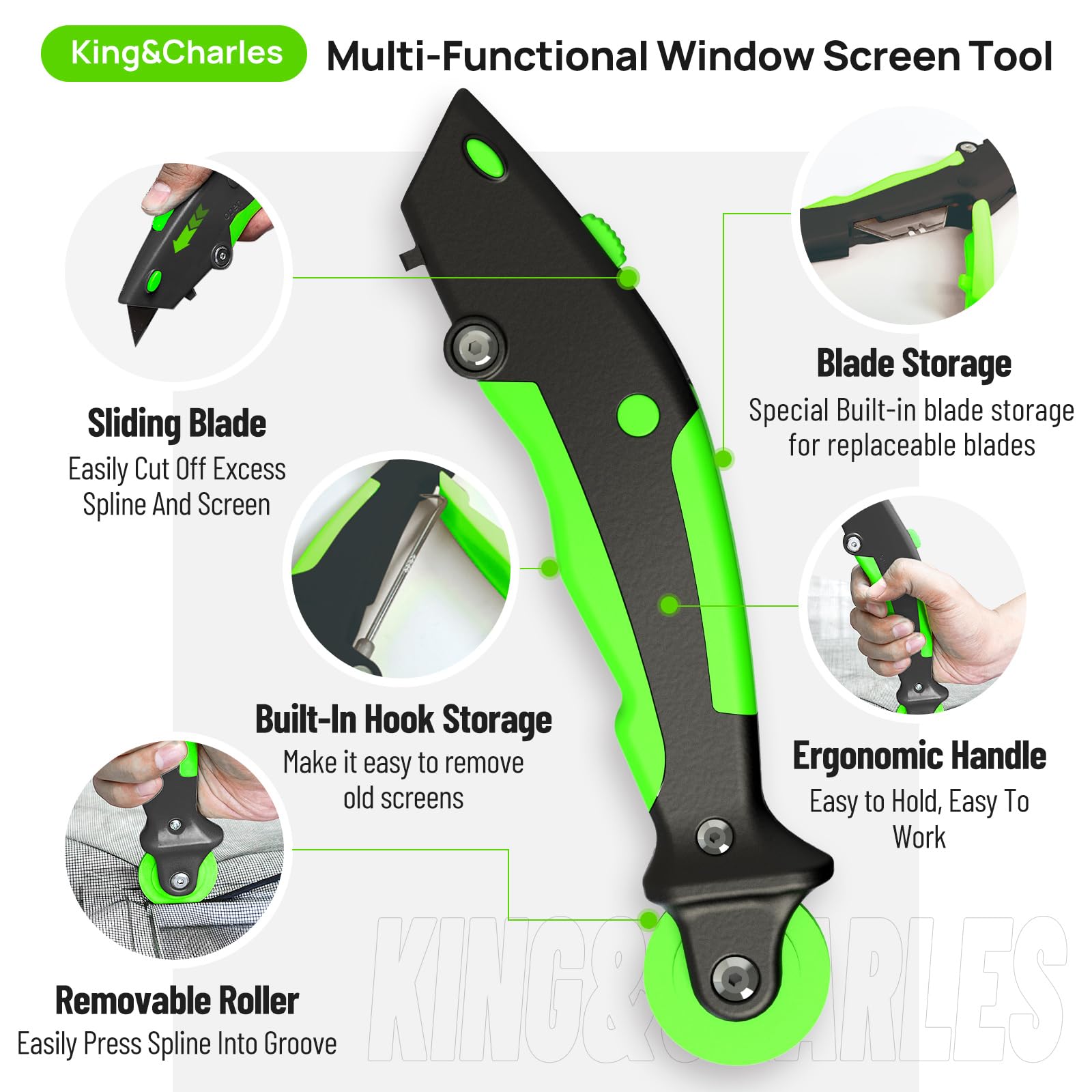 King&Charles Screen Tool - 3-in-1 Roller, Hook & Blade -2