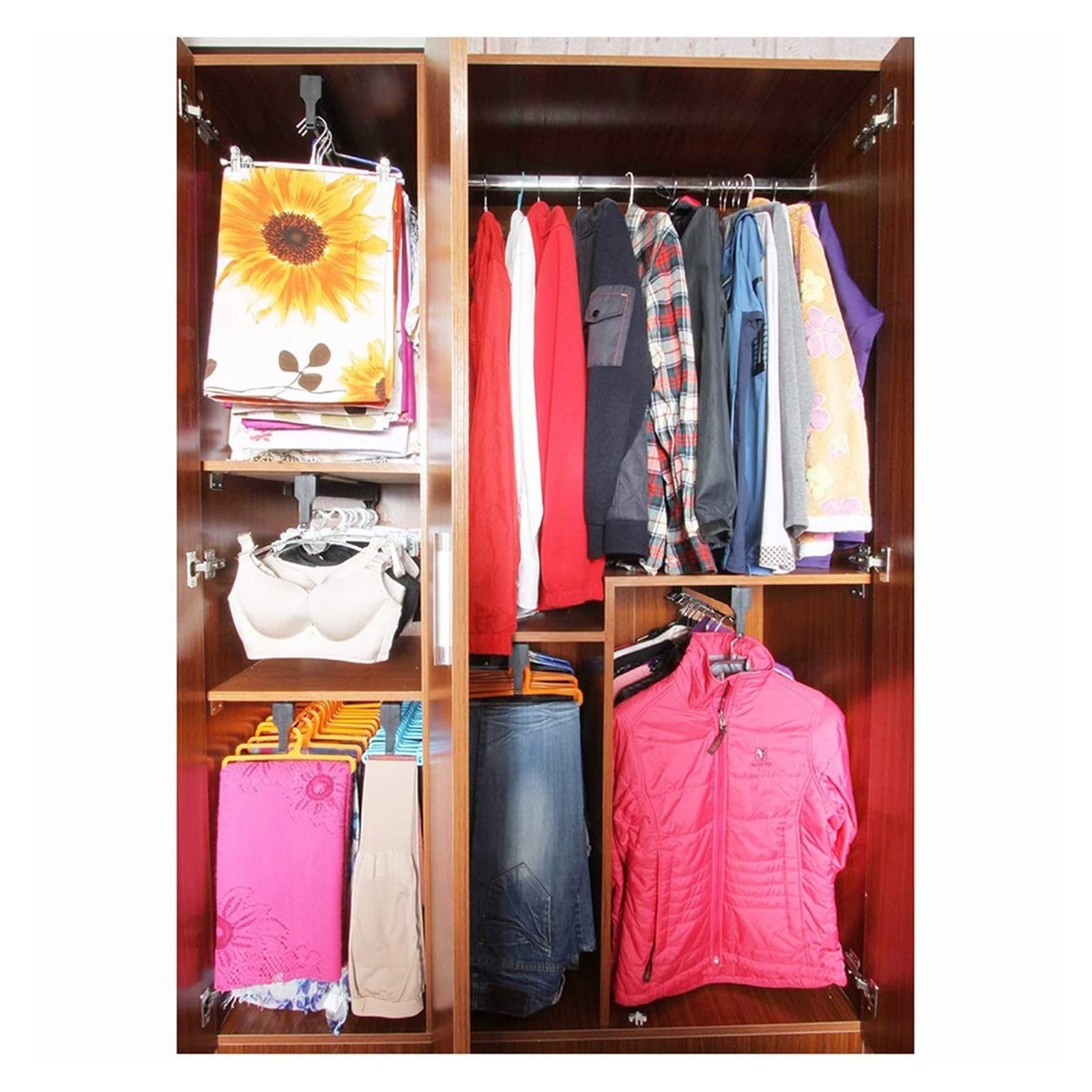 Perchero de armario de 30 a 60 cm, organizador de pantalones para el hogar, color blanco, para colgar pantalones y abrigos (400 mm / 15.7in)