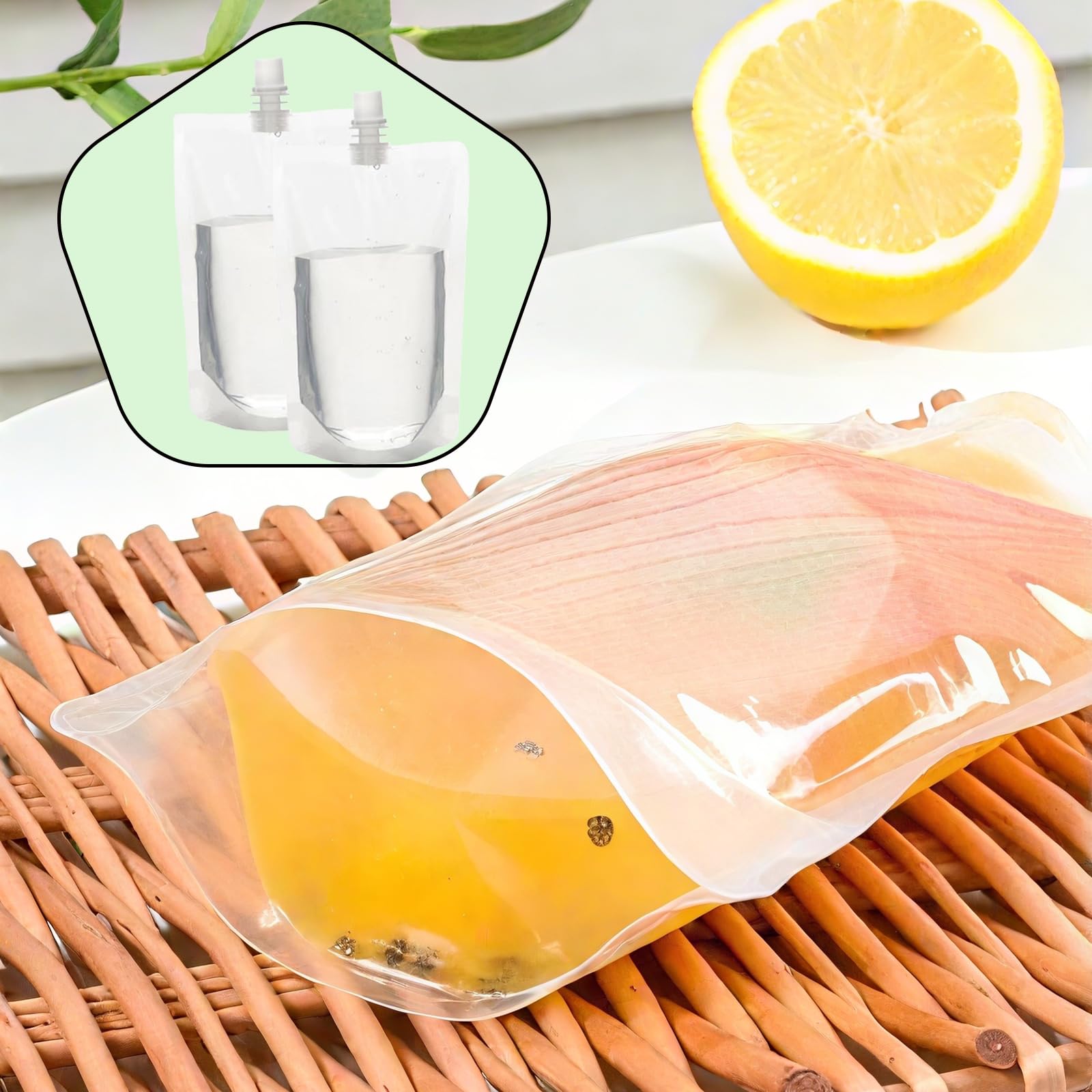 50 Pezzi Sacchetti per Bevande, Sacchetti Riutilizzabili per Bevande, per Il Riempimento di Acqua, Bevande, Succhi e Altri Liqui (200ml)