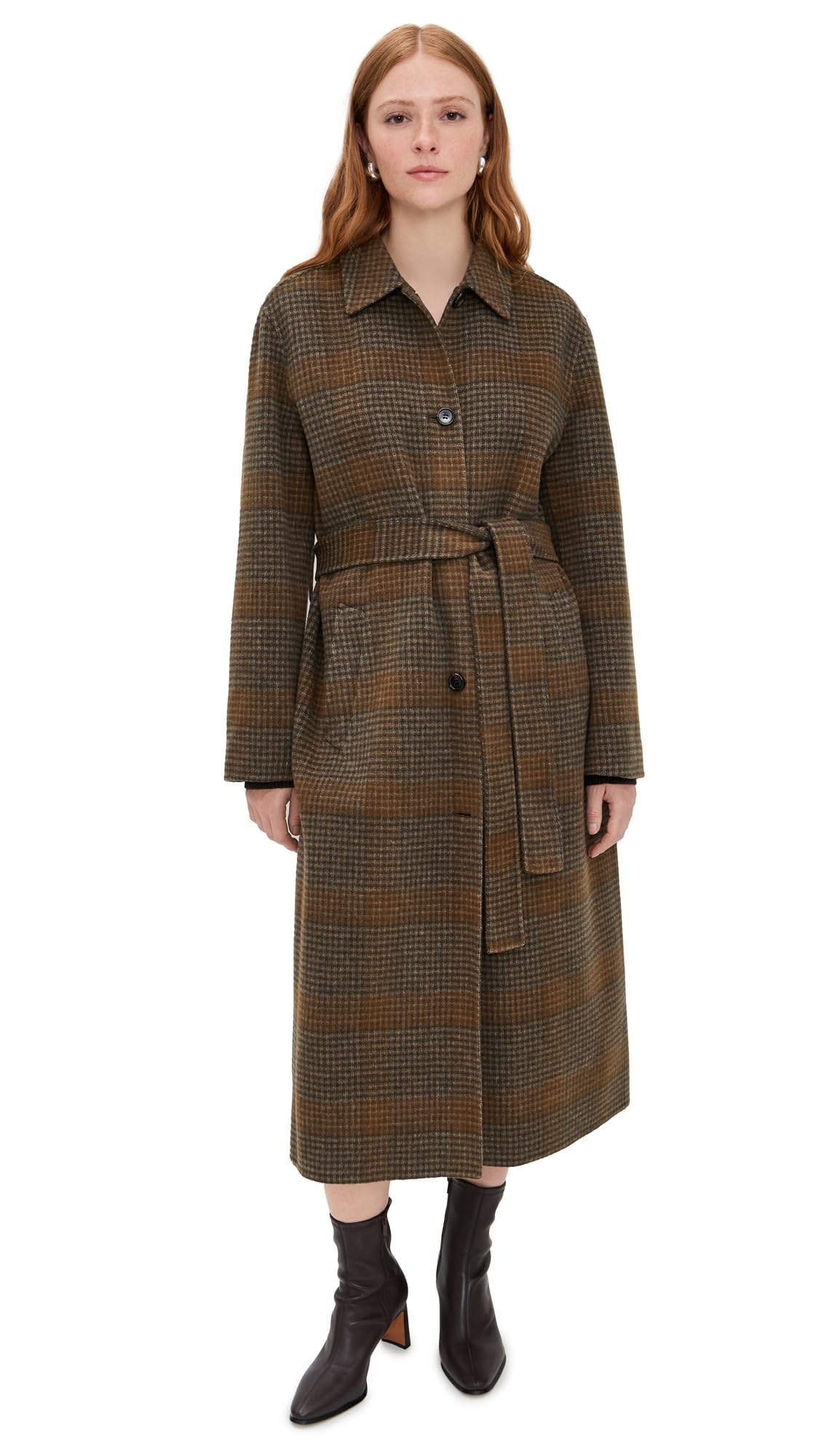 Women's Long Pressed Plaid Single-Breasted Coat-image-21