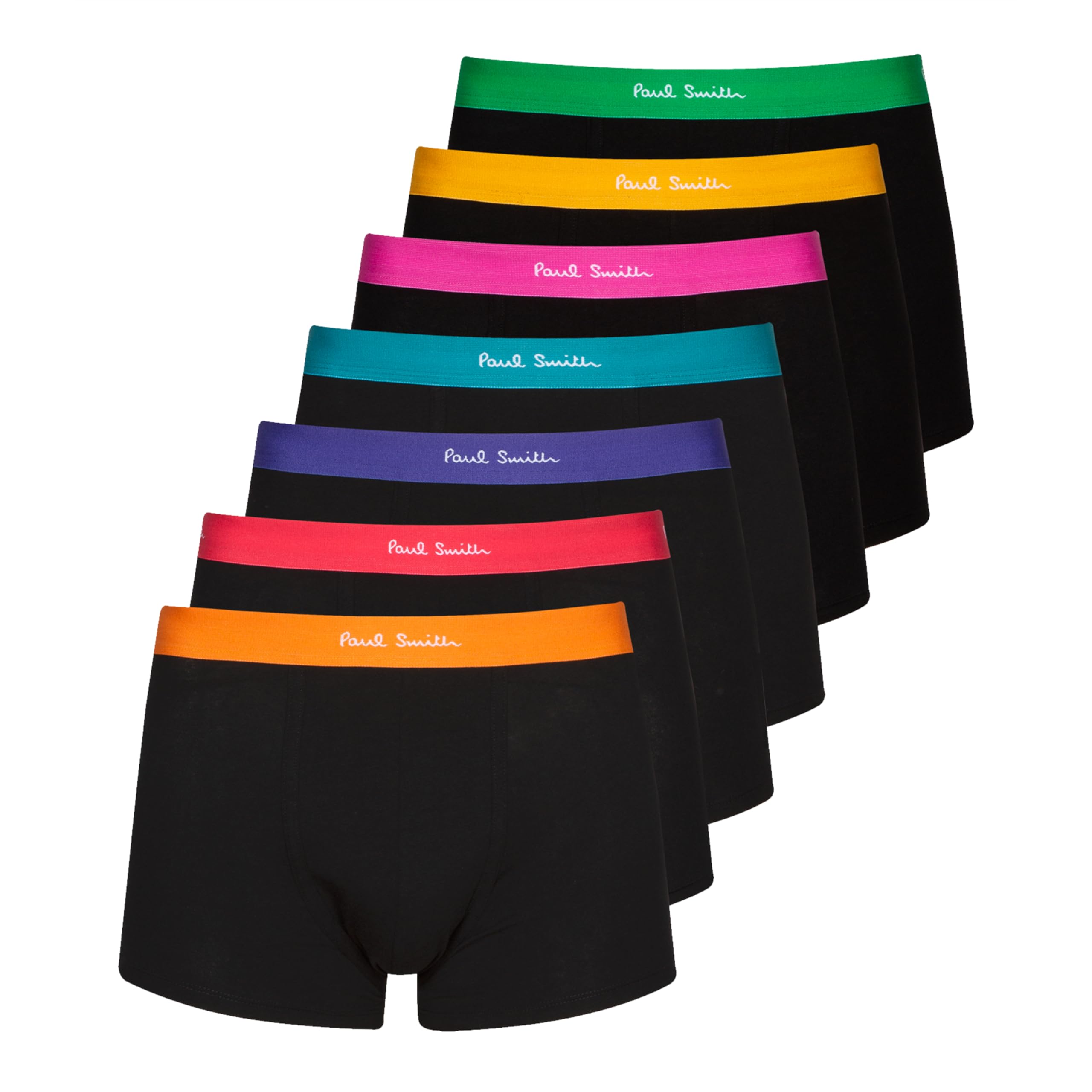 Paul Smith Mens Contrast Waistband Organic-Cotton Boxer Briefs Seven Pack