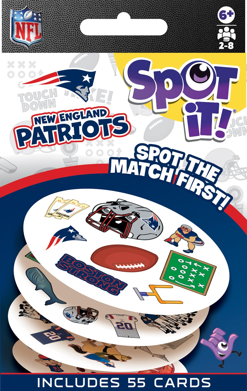 Masterpieces Officially Licensed NFL New England Patriots Spot It Game for Kids and Adults