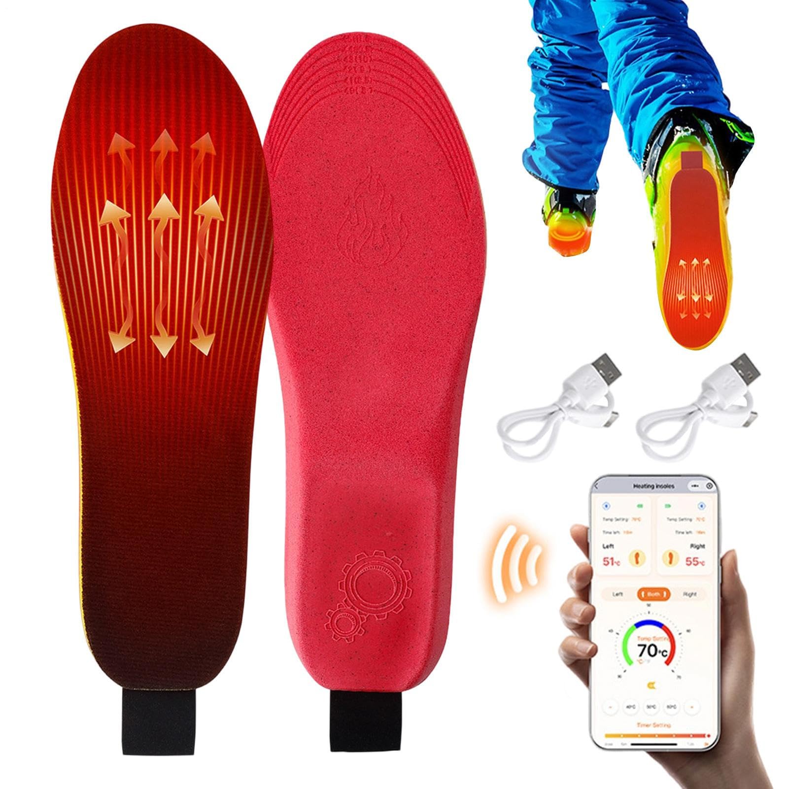 Plantillas Calefactables para Zapatos 3 Ajustes de Temperatura Recargables