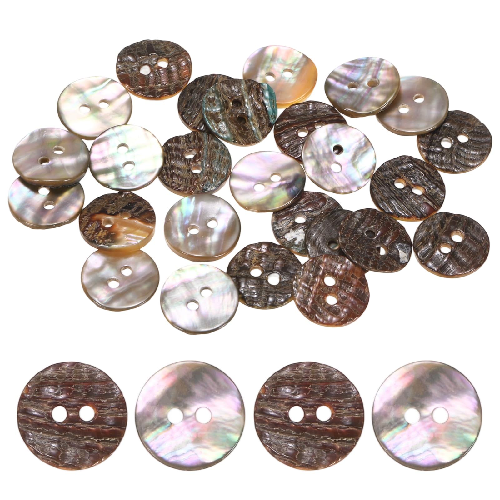 TIXIPEM Natural Shell Buttons [25pcs] - 15mm 2 Hole Mother of Pearl Sewing Craft Buttons for Shirt Sewing & DIY Crafts Decoration - [Golden Yellow]