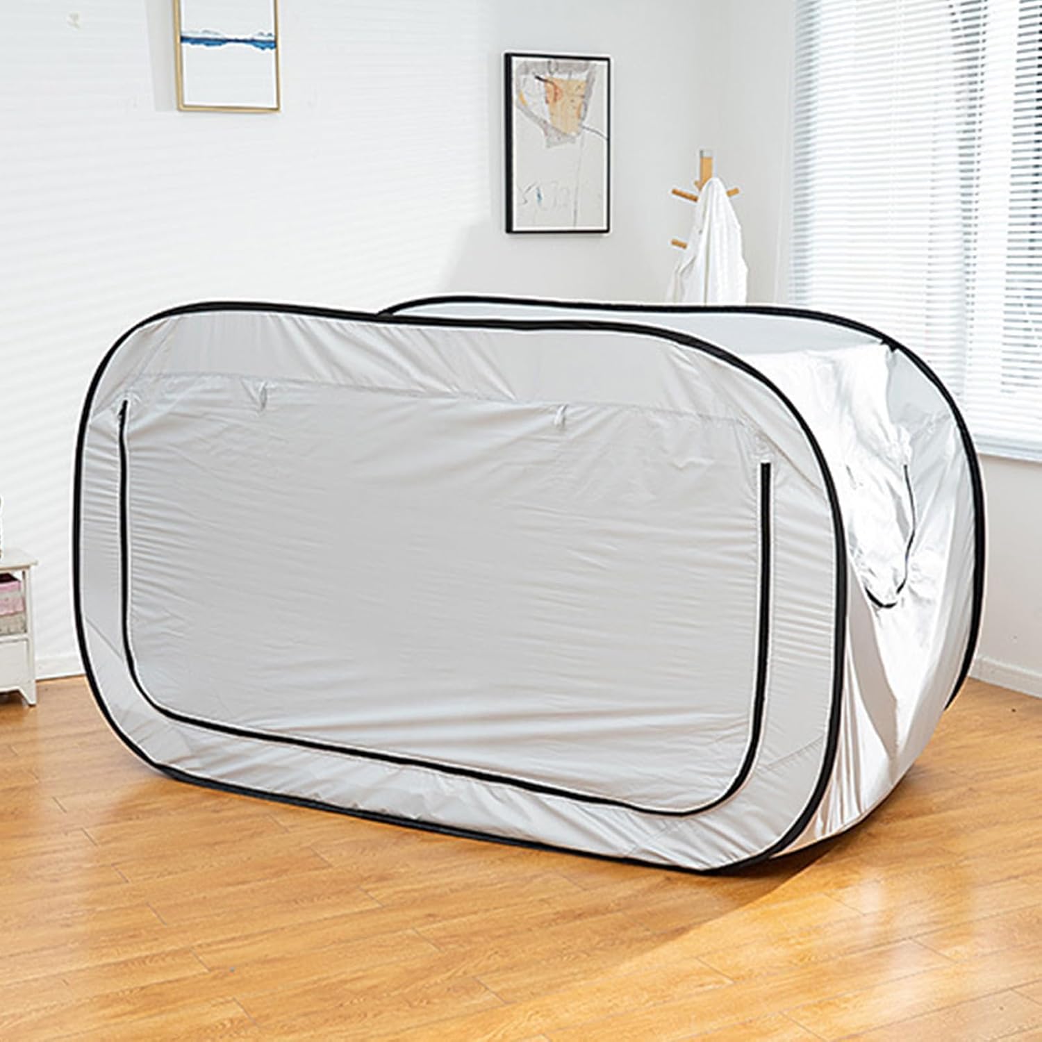 Kids Adult Bed Canopy, Pop Up Privacy Tent for Camping, Fits Twin Full Queen Beds Fully Enclosed Indoor Camping Tent with Fiber Poles for Room Decor, Sleepovers, and Pla (White)
