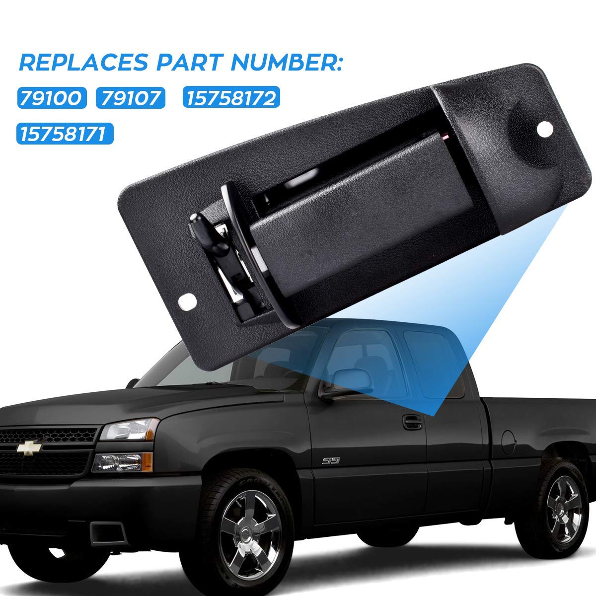 KAP Outer Metal Door Handle Pair For 99-06 Silverado/Sierra Extended Cab - Rear Left & Right 11 thumbnail image