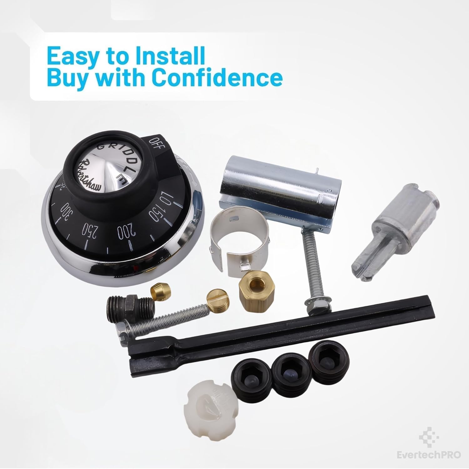 EVERTECHPRO 4350-028 Gas Cooking Control Thermostat Kit Compatible with Robertshaw* Commercial Griddles, Temperature Control Replacement