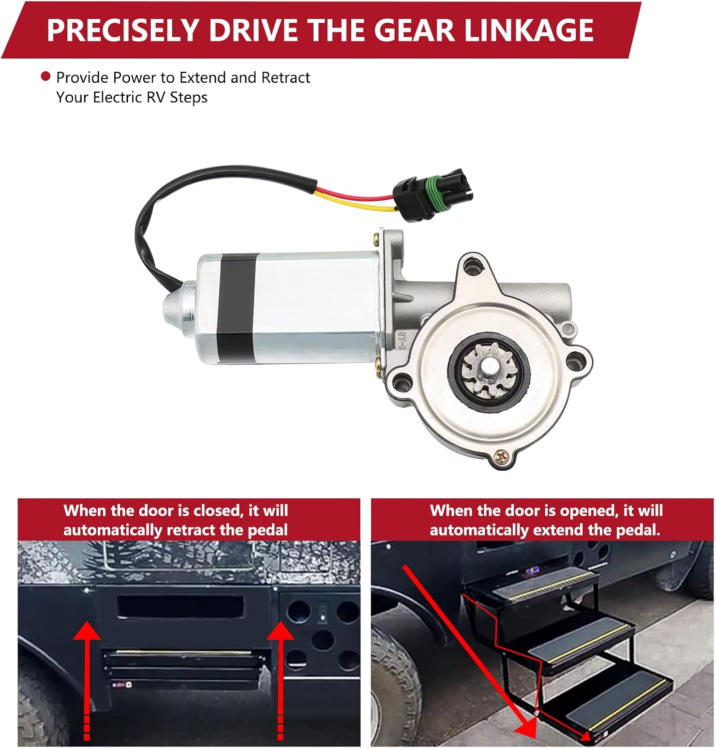 RV Step Motor 300-1406 for RV Coach Toyhauler Electric Entry Step Motor Replacement SP1636669 1820124 369506 301695 Motorhome Step Motor