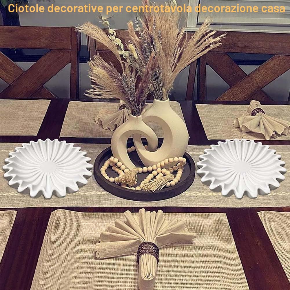 Ciotola Decorativa con Volant Scanalato, Capesante in Resina, Ciotola per Frutta, Chiave per Tavolo da Ingresso, Ciotola per caffè, Tavolo Consolle da Pranzo, Facile da Usare, Avorio