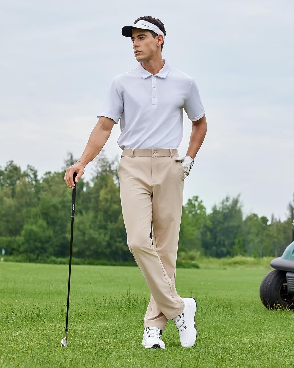 Mens Golf Pants Stretch Chinos 30"/32"/34" Water-Resistant Quick Dry Work Dress with Pockets for Business Casual