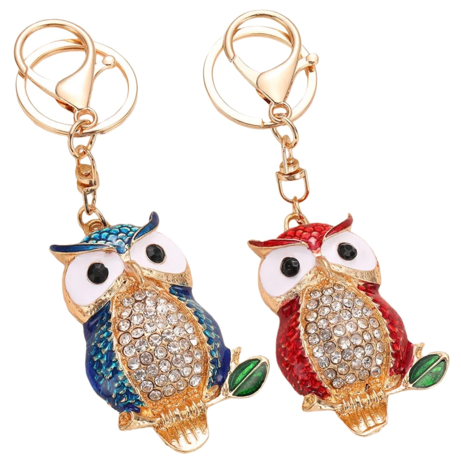 Ldgsuph Unisex Blue And Red Sparkly Rhinestone Owl Keychain For Women, Handbag Accessories Bag Purse Keychain, Cute Animal Key Ring For Handbag, Keys Or Backpack(Blue And Red)