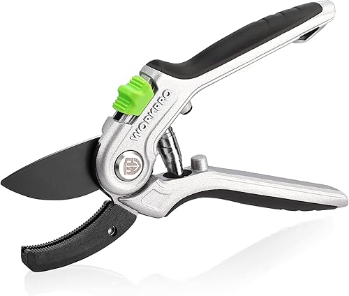 WORKPRO Tijeras de poda de yunque de jardín, tijeras de podar de jardín de 8 pulgadas, resistentes con mango de diseño ergonómico, cortadoras de