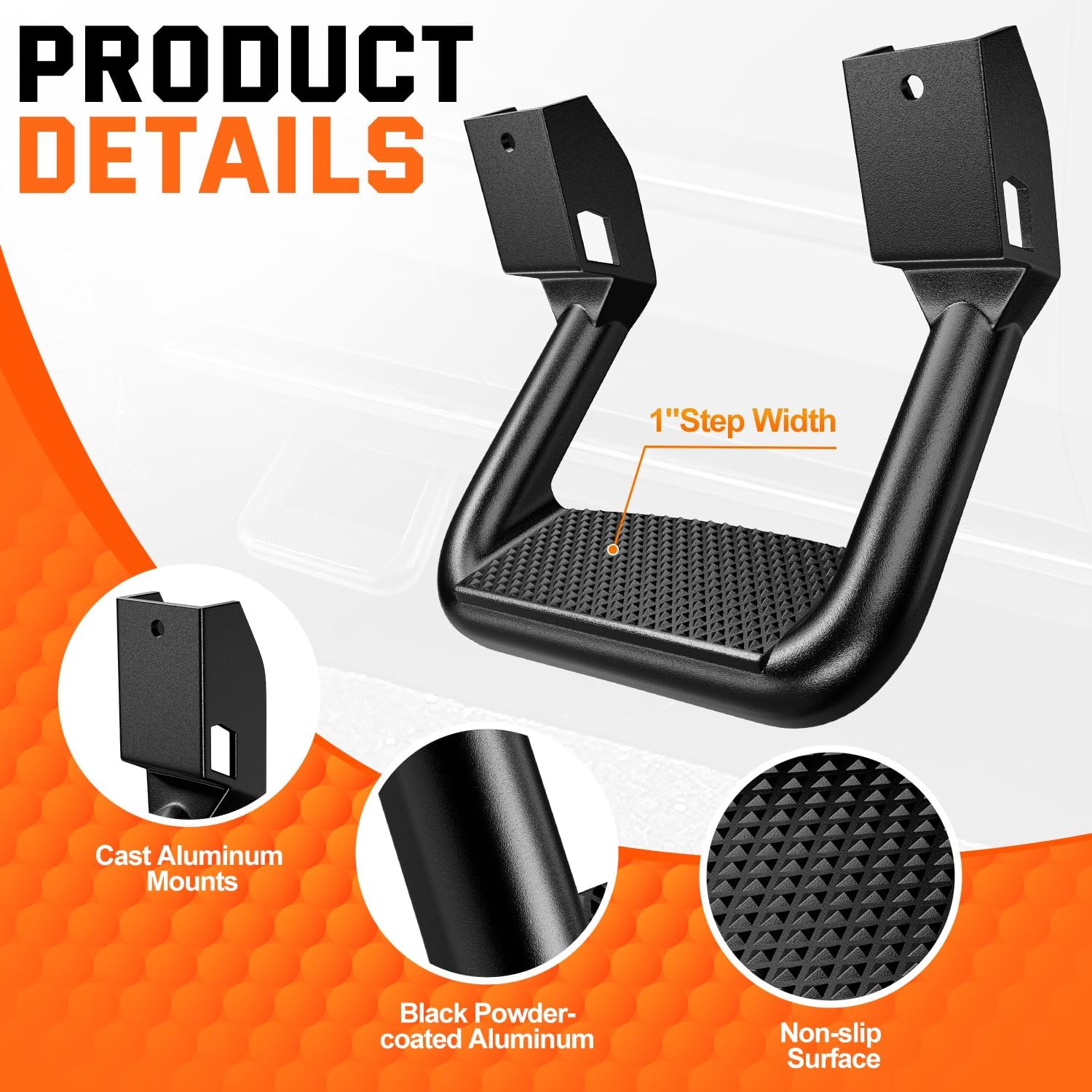 2 Pieces Black Powder Coated Universal Side Step for Most Pickups & Trucks