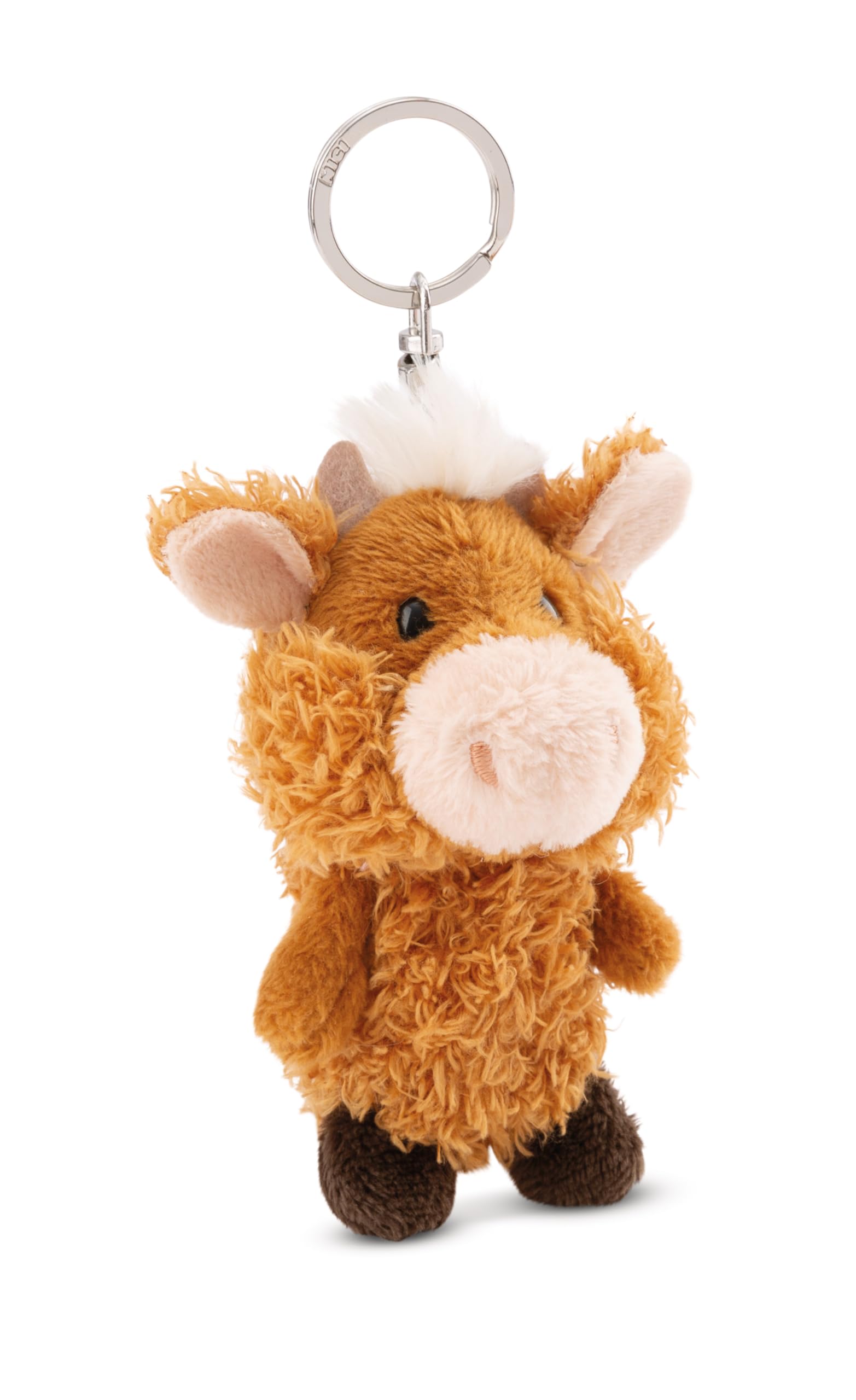 NICI Keyholder highland cattle McMooray 10cm brown - Soft toy companion cuddly animal pendant with metal ring to hang on keys, cord, bag, and more