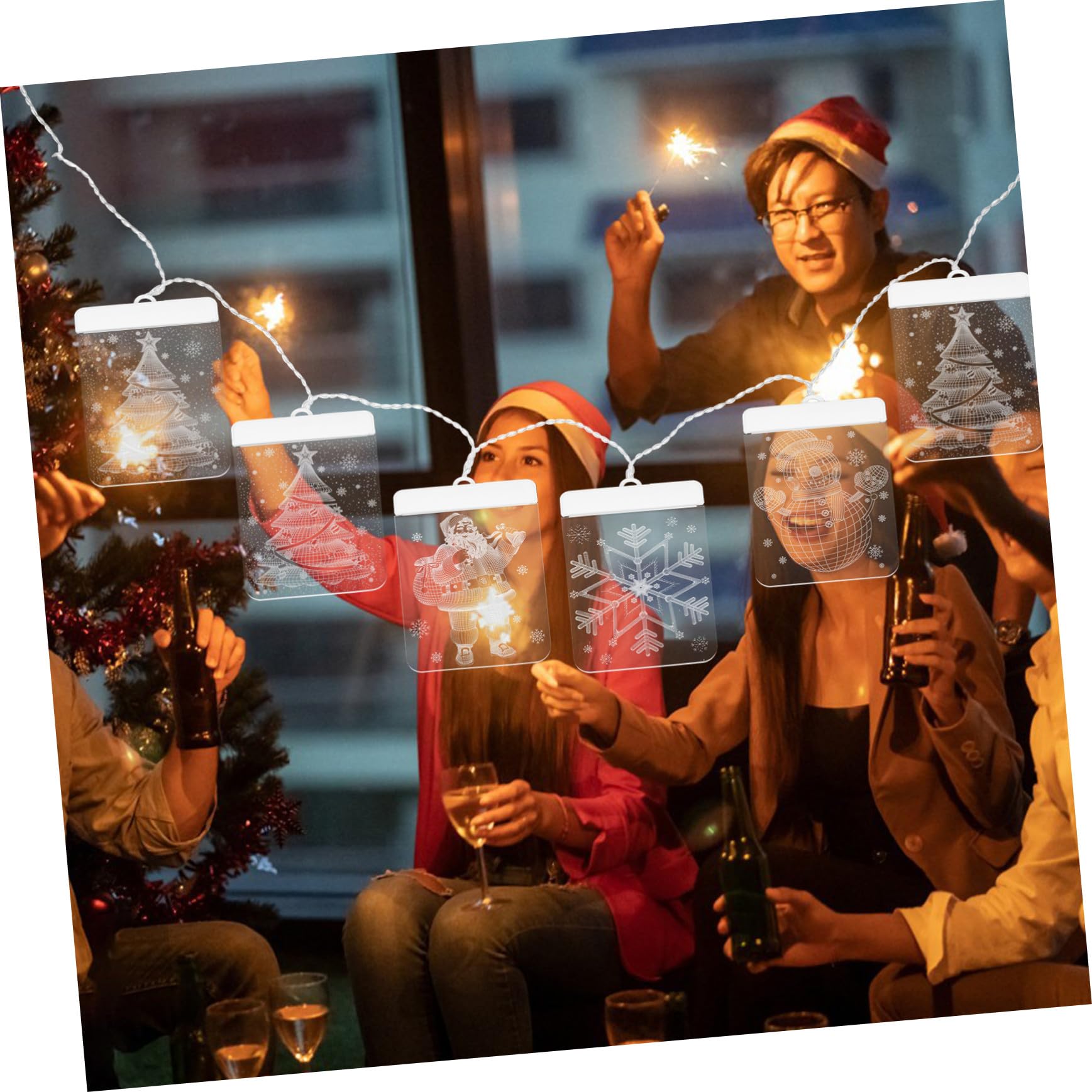 Rideau Lumineux LED Flocons et Bonhomme de Guirlande Rideau de Fenêtre avec Télécommande Lumière Chaude pour Décoration Intérieure de Noël Ambiance Festive pour Vitrines et