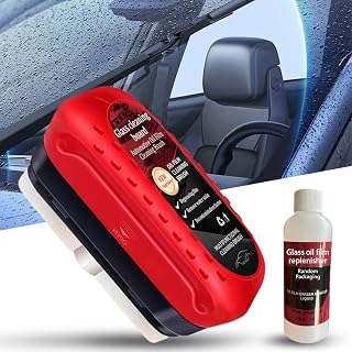 Louisx Glass Cleaning Board, Automotive Oil Film Cleaning Brush, Universal Glass Cleaning Wipe Board, Glass Coating for Windshield, Water Repellant with Refill (Oil film cleaning (1pcs))