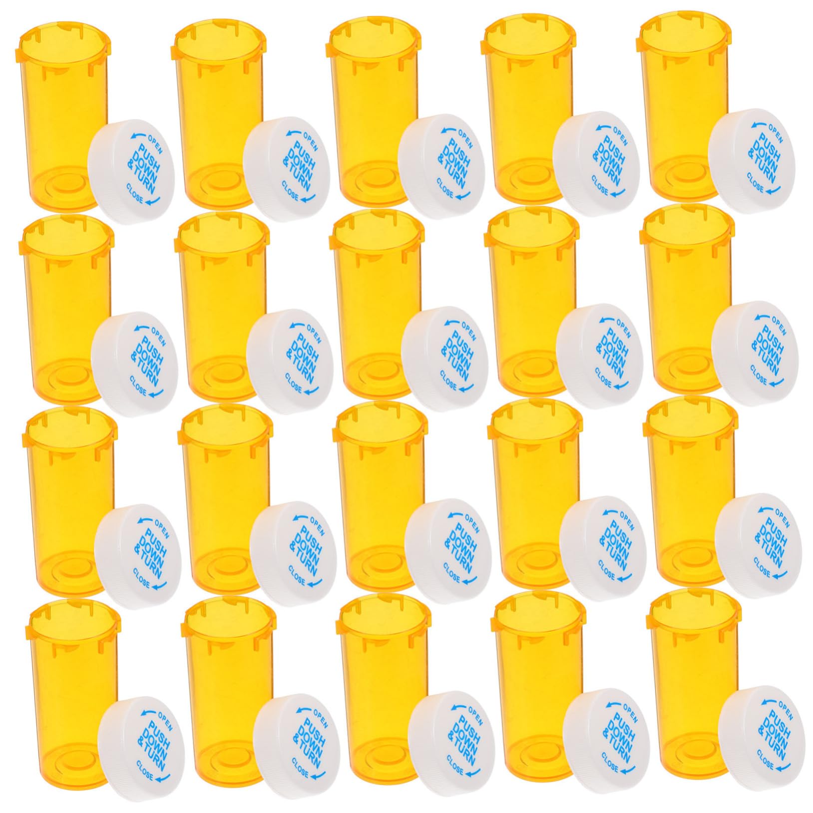 SOLUSTRE 25pcs Empty Medicine Bottle Pp Travel Pill Box Pill Container Organizer Child-Proof Cap