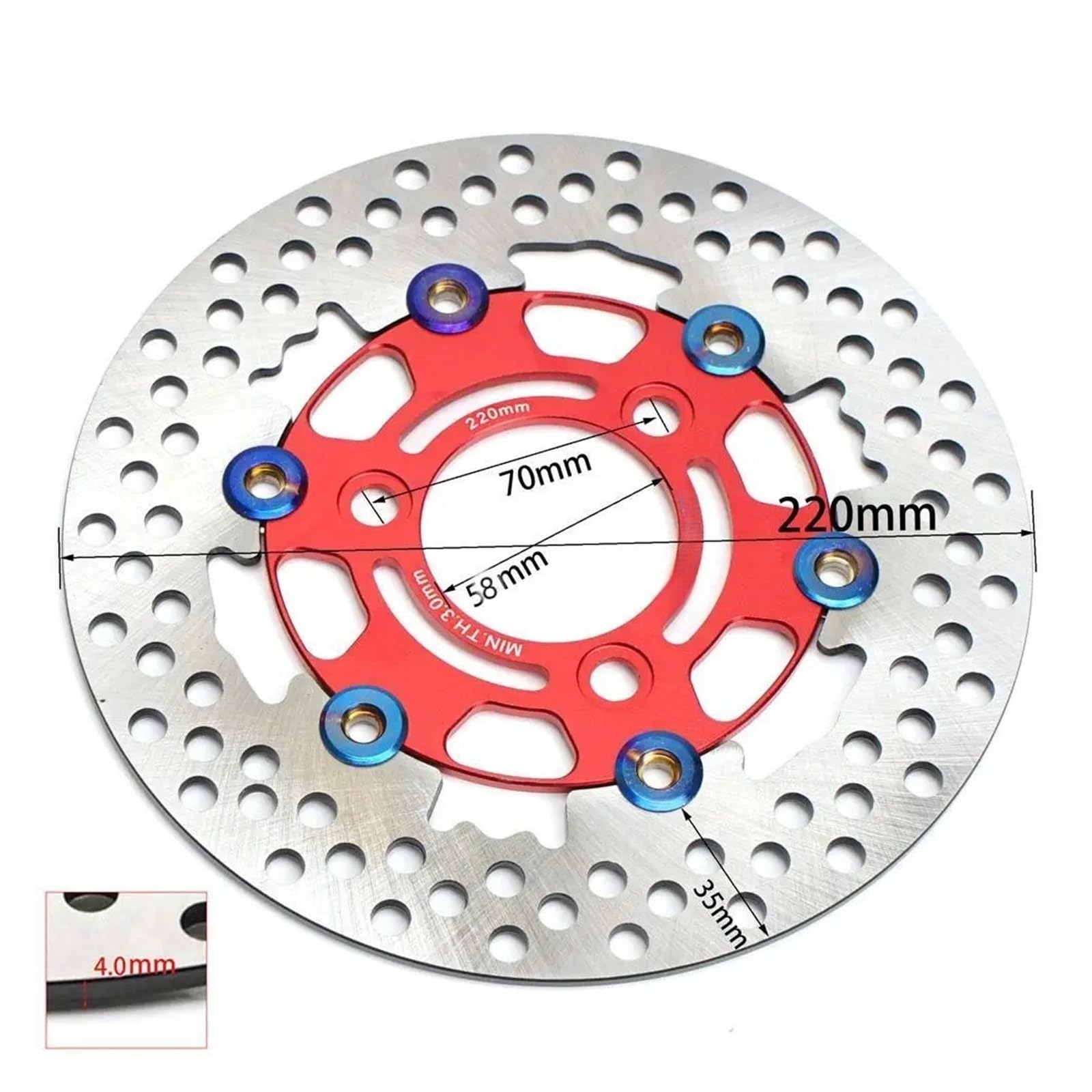 Disco freno flottante Pinza Rotore Disco Freno Moto 84mm 32mm * 2 Pistoni Con Accessori Scooter Staffa 220mm(220mm gray)