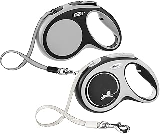 FLEXI New Comfort Retractable Dog Leash (Tape), 16 ft, Medium, Grey (CF20T5.250.GR)
