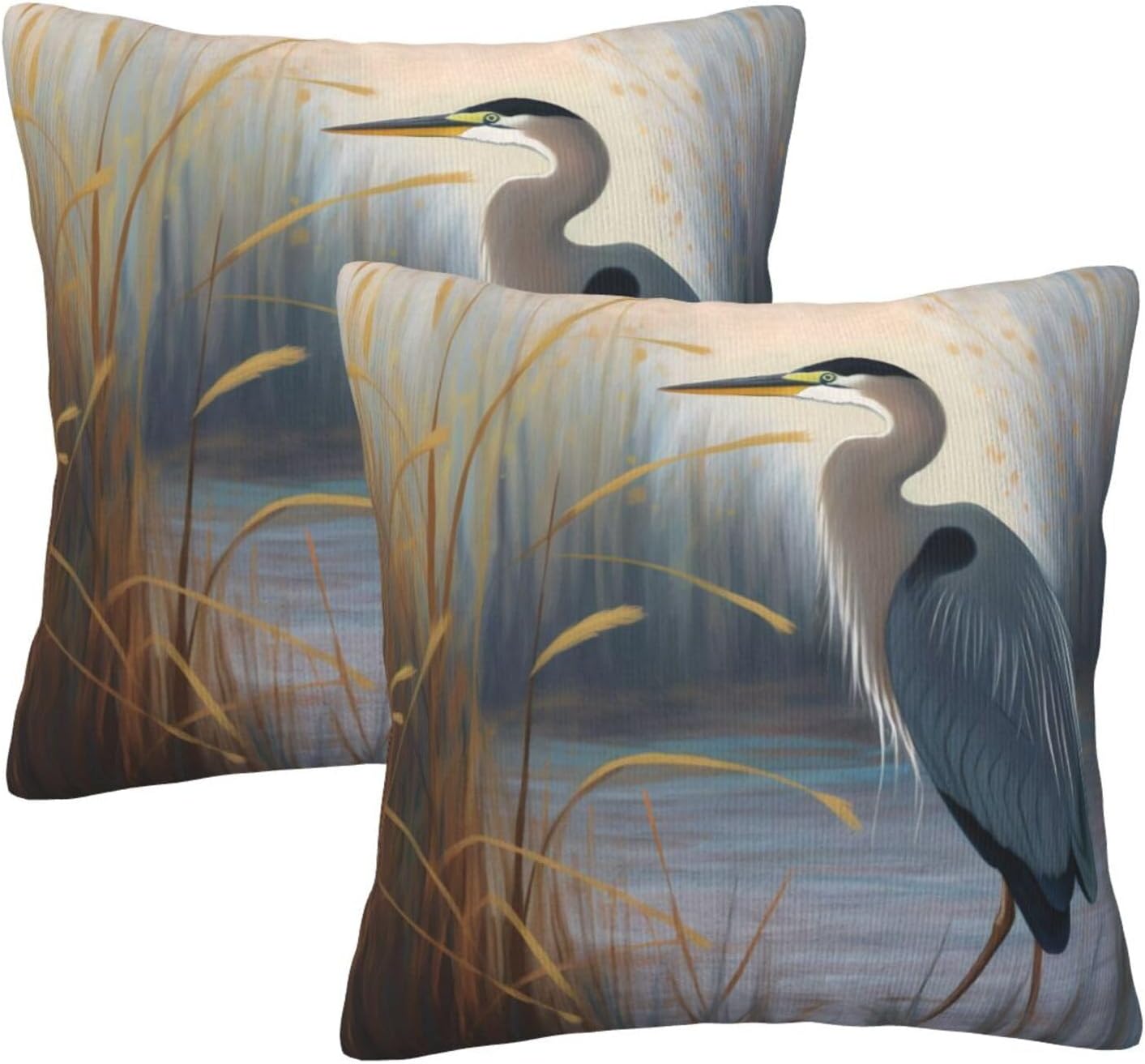 aipoase Heron Throw Pillow Covers 18 X 18 Inch Set of 2