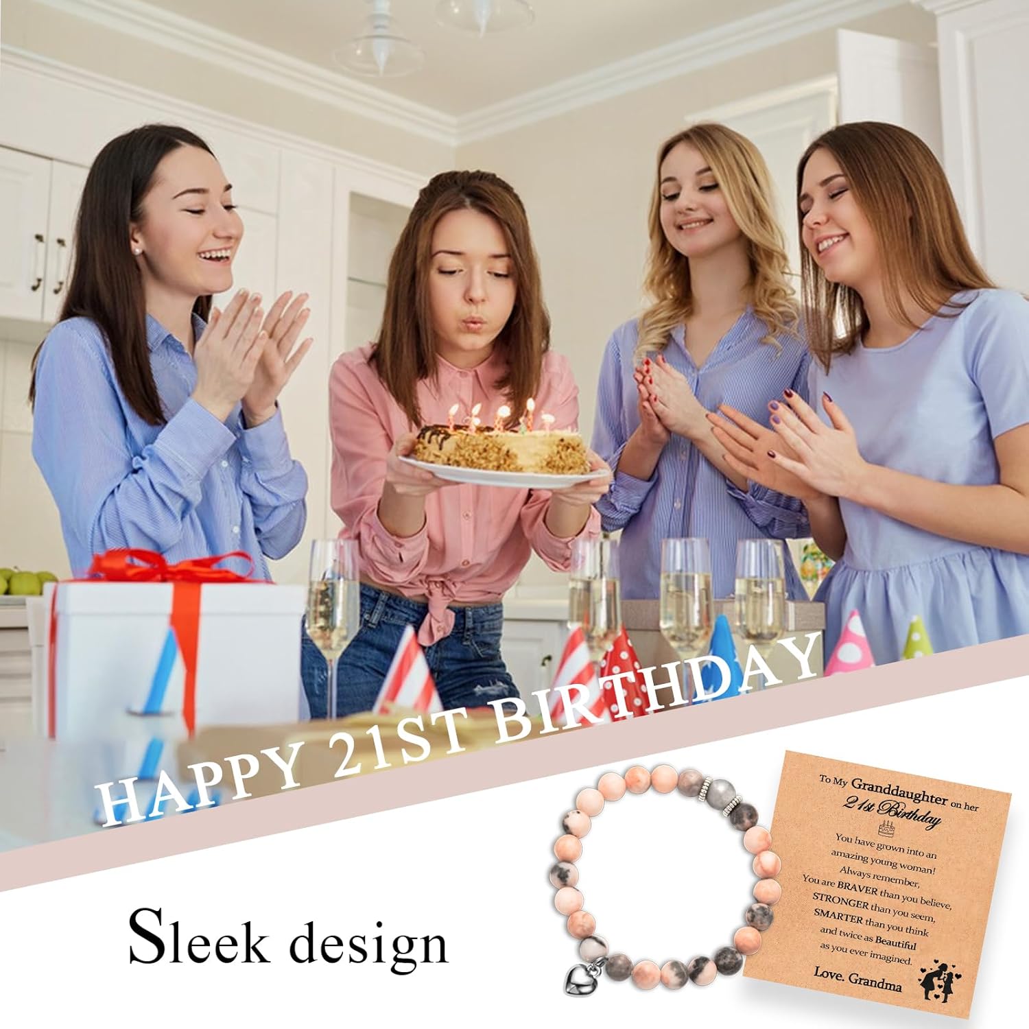 21st Birthday Gifts for Women Her, 21 Year Old Birthday Gifts for Her, Beaded Bracelet Gifts for 21st Birthday Female, Happy 21st Birthday Gifts Ideas for Daughter Granddaughter Niece Friend - Image 6