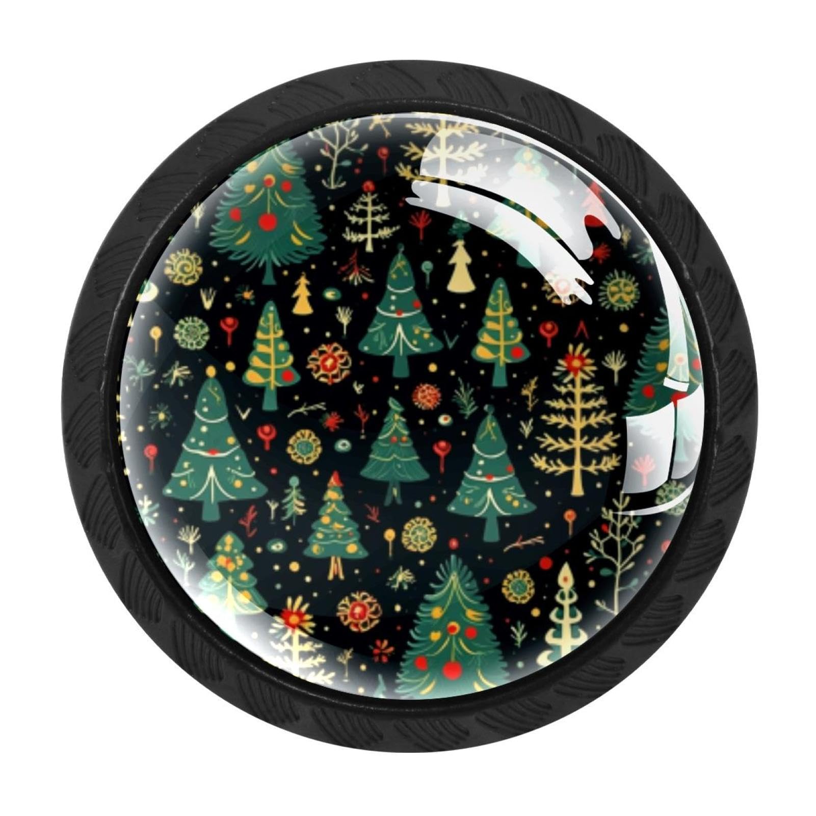 CHENZZZZ 4 Pieces Christmas Tree Kitchen Cabinet Knobs Drawer Knobs Dresser Knobs Black Knobs Drawer Pulls Dresser Drawer Handles Knobs for Dresser Drawers