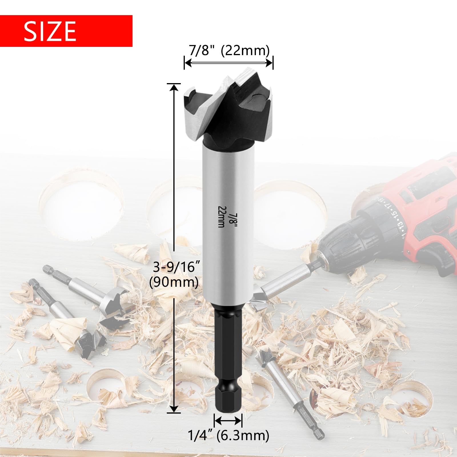 NICAVKIT 7/8 Inch Forstner Bit for Wood,7/8" Forstner Drill Bit for Woodworking Woods Drill Bit Woodworking Hinge Cutter Tool for Wood Plywood Plastic - Image 2