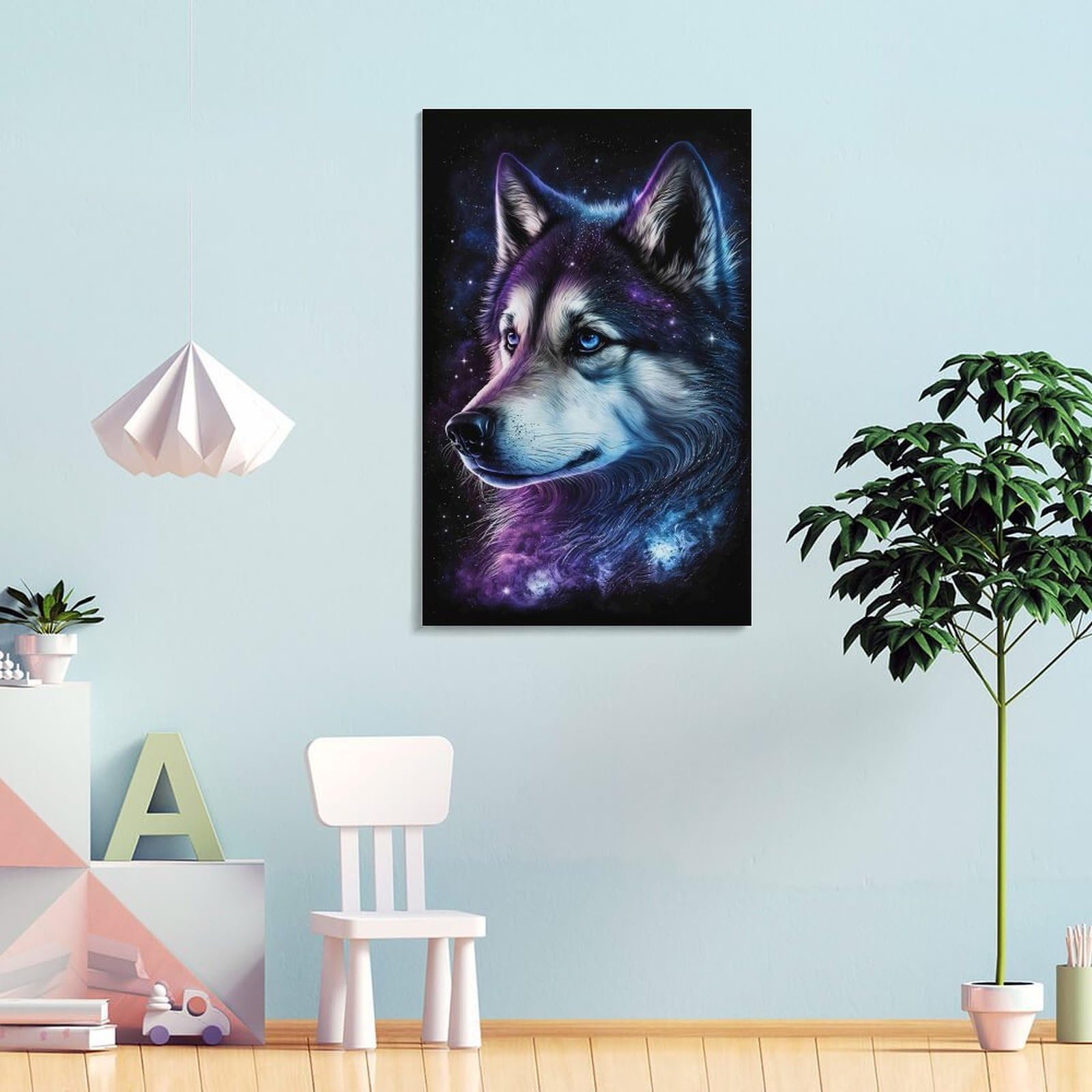 Galaxie Wolf Leinwand Bild 3D-Druck Wohn-Deko wasserfest Schlafzimmer nan