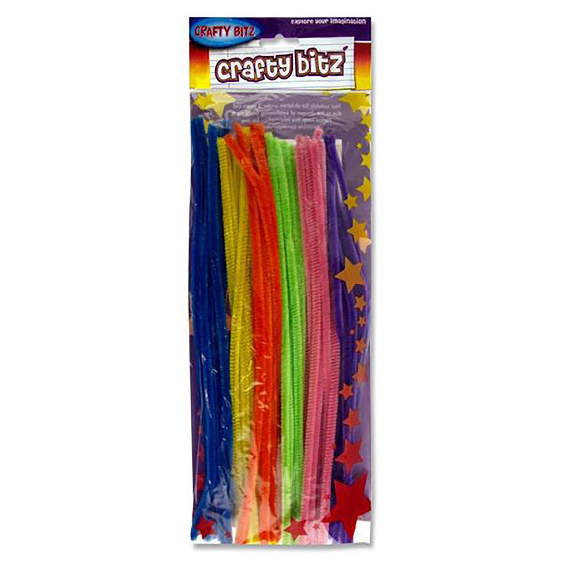 Crafty Bitz Neon Chenille Pipe Cleaners. Assorted Colours. 12" Pack of 42