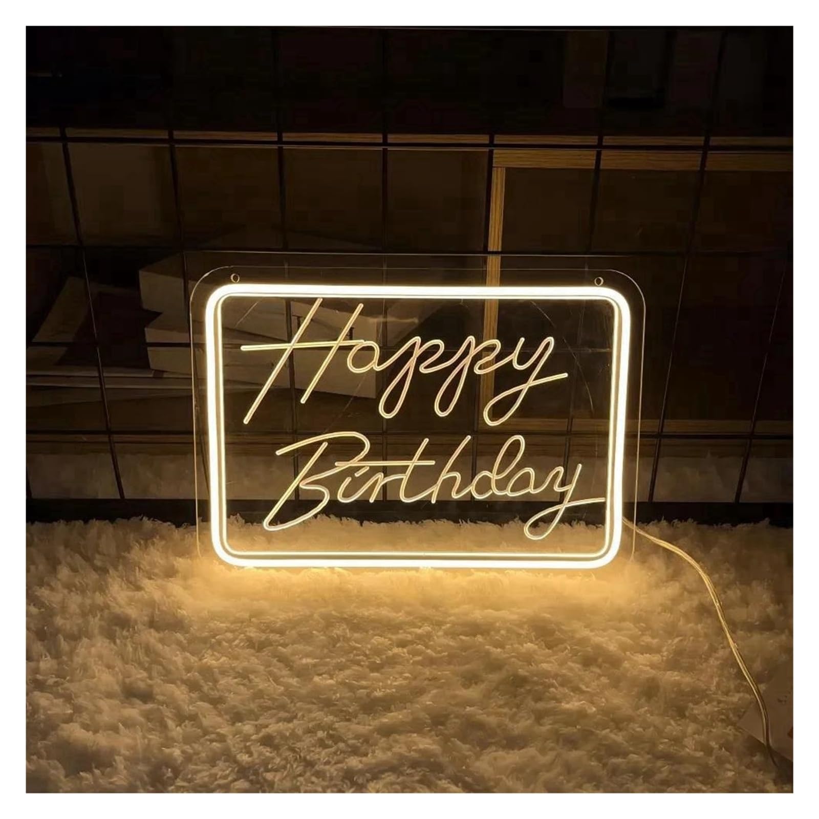 Wiszące neony artystyczne Grawerowane Neony Led Z Napisem "Happy Birthday" Zasilany Przez USB Na Imprezy Pomieszczenia Sklepowe Kawiarnia Dekoracja Ścienna Znak(12x7.5inch)