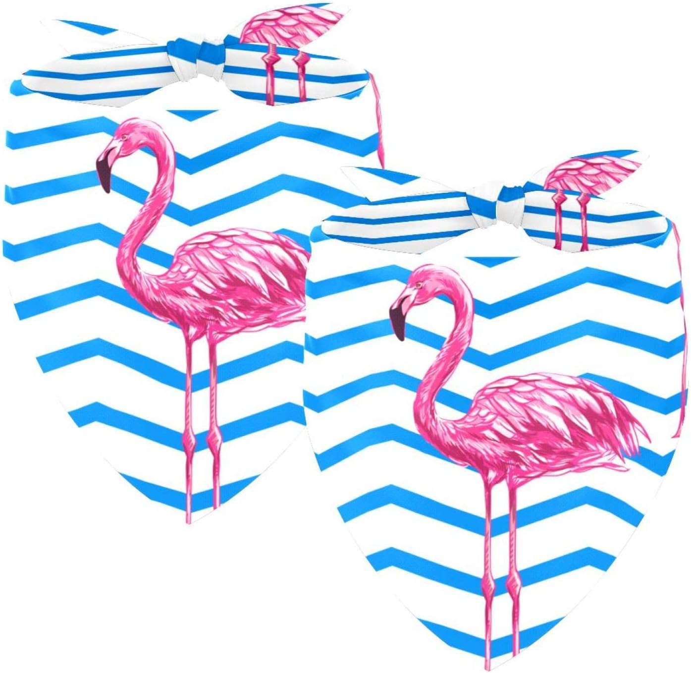 Pañuelo azul flamenco tropical rosa para perro, 2 paquetes de pañales lavables suaves y transpirables, pañuelos ajustables cuadrados para perros pequeños y grandes