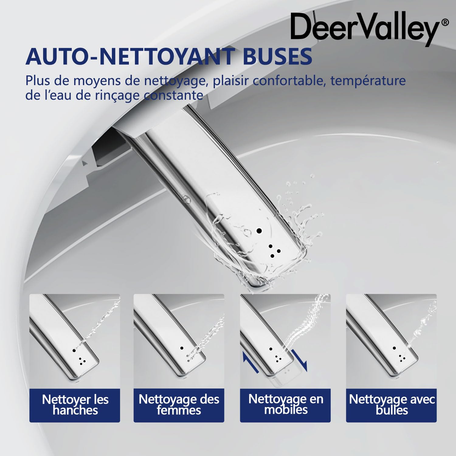 Toilette Japonaise Complète avec Fonction Bidet (Incluant Bâti-Support), Siège Chauffant, Buse Autonettoyante, Chasse d'Eau Automatique et Télécommande WC Intelligent Moderne avec Douche Intégrée