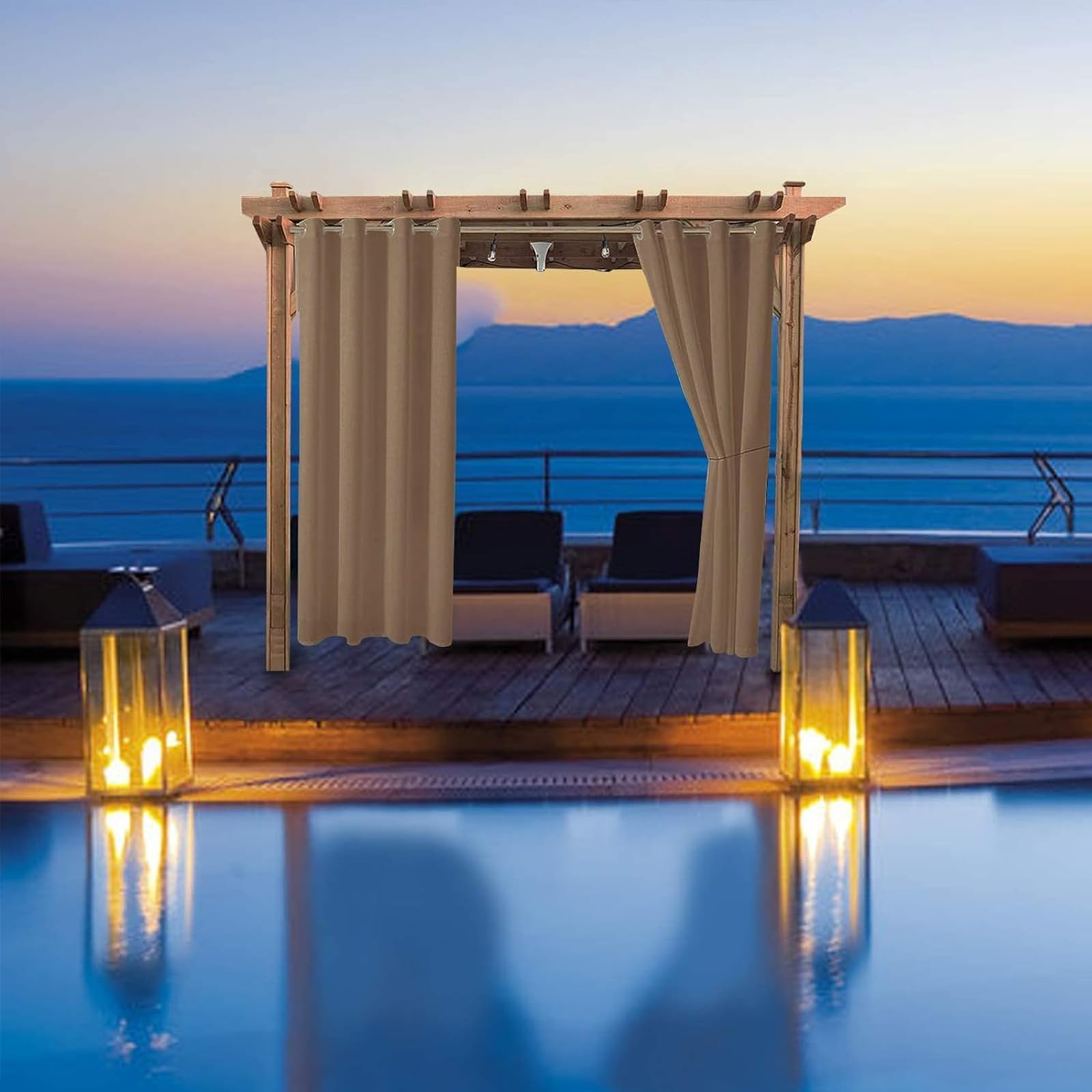 OKYUK Cortina Opaca Impermeable con Ojales, para cenador, Puerta corredera, pérgola, protección de privacidad y Aislamiento térmico