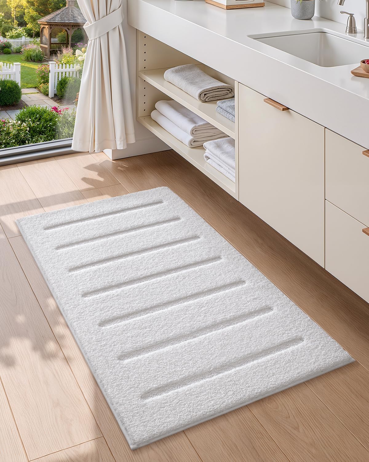 Color&Geometry Ultra Soft Plush Bathroom Rugs Non Slip Washable Bath Mat with Rubber Backing, Fluffy Absorbent Machine Carpet for Bathroom Floor, Tub and Shower, 17"x30", White - Image 5