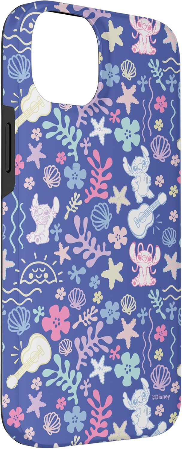 Disney Stitch & Angel Fluffy Summer Ocean Vibes Pattern Case for iPhone 14 Plus - Image 3