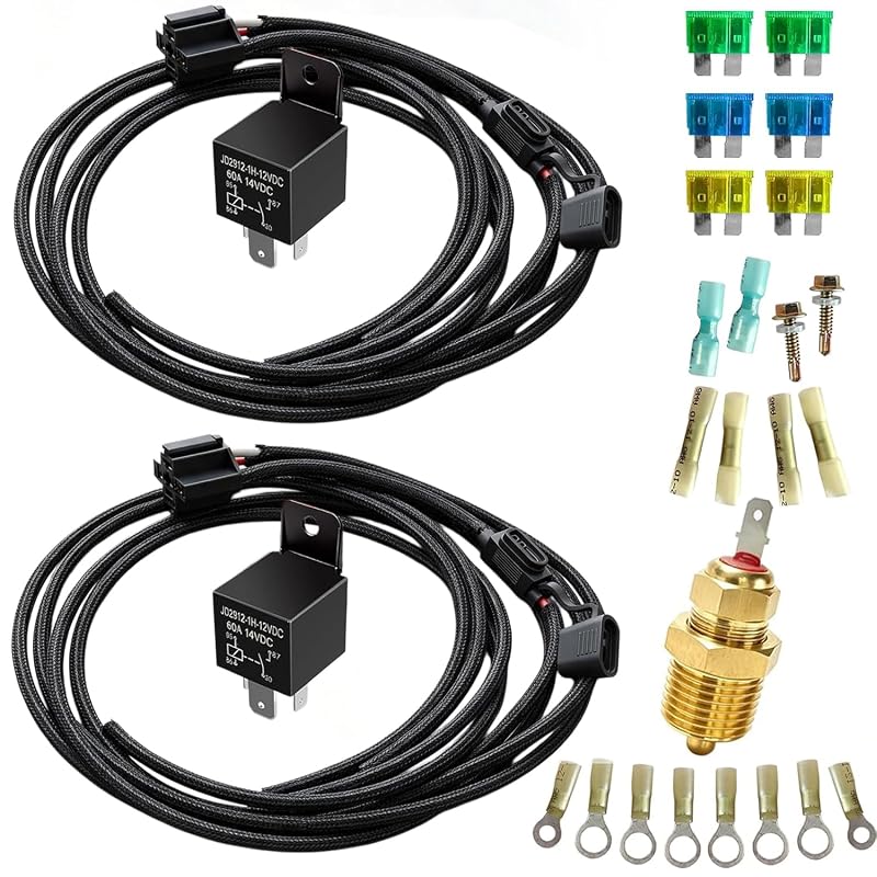 Kit de Relé para Duas Ventoinhas Elétricas Sibodeer 12 V 60 A com Sensor Termostático – 1 unidade