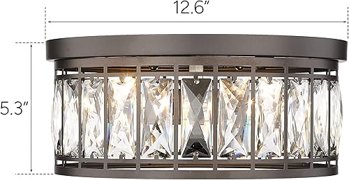 Miniatura 3 de Odeums Lámpara de techo empotrada de cristal, lámpara de techo contemporánea, iluminación industrial cerca del techo para dormitorio, sala de estar,